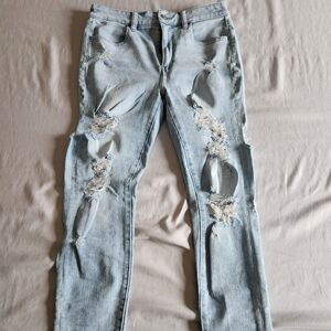American Eagle Outfitters Light Blue Distressed Skinny Jeans